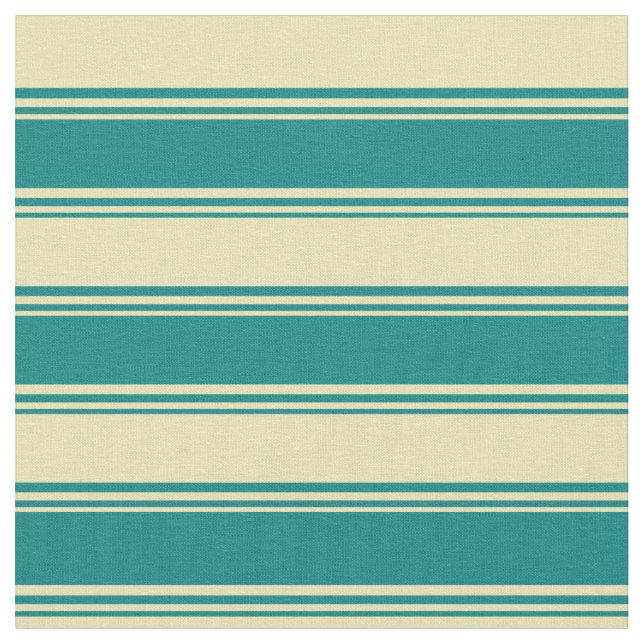 Teal and Tan Coloured Lines Pattern Fabric (Close Up)