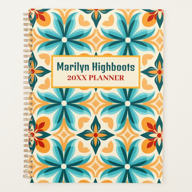 Teal and Tangerine Mid-Century Planner (Front)