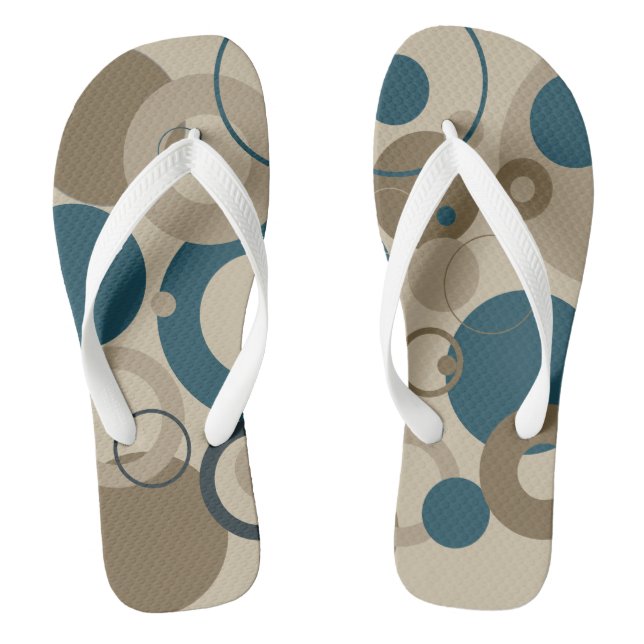 Teal and Toupe Circles   Jandals (Footbed)