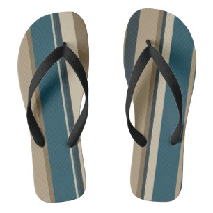 Teal and Toupe Stripes Jandals