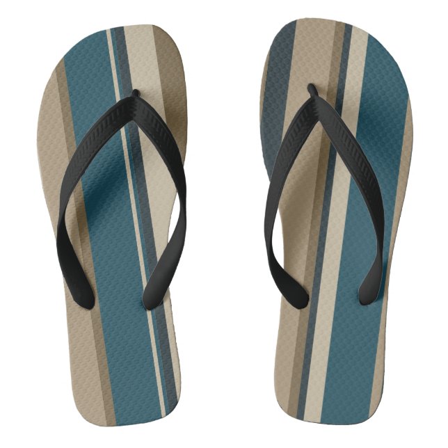 Teal and Toupe Stripes     Jandals (Footbed)