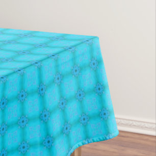 Teal and Turquoise Blue Lattice Pattern Tablecloth