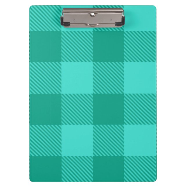 Teal And Turquoise Gingham Plaid Design  Clipboard (Front)