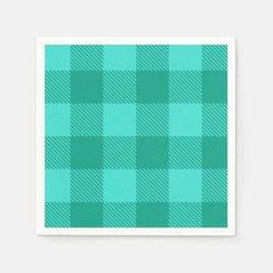 Teal And Turquoise Gingham Plaid Design Napkin