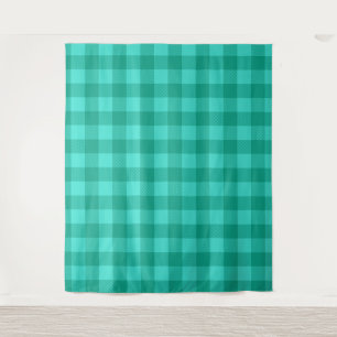 Teal And Turquoise Gingham Plaid Design Tapestry