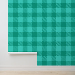 Teal And Turquoise Gingham Plaid Design  Wallpaper