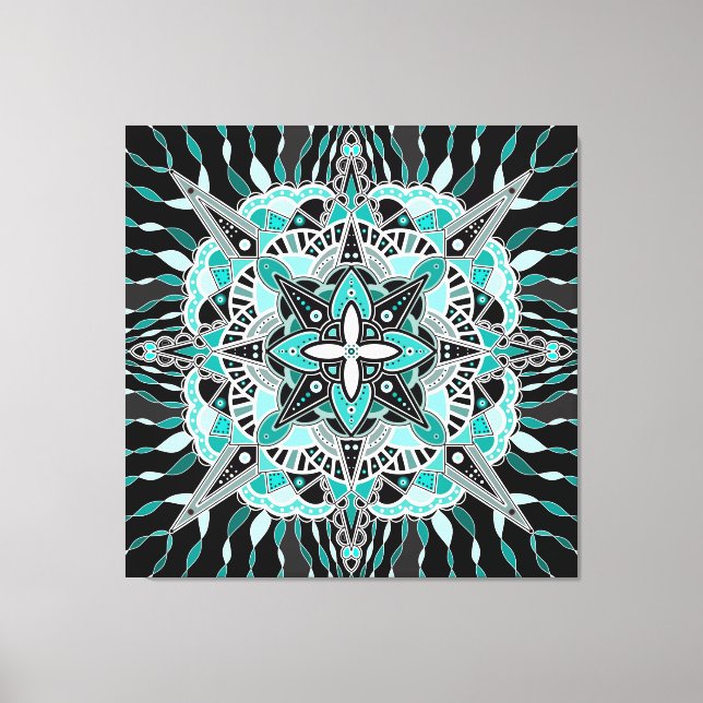 Teal and Turquoise Mandala Abstract Meditative   Canvas Print (Front)