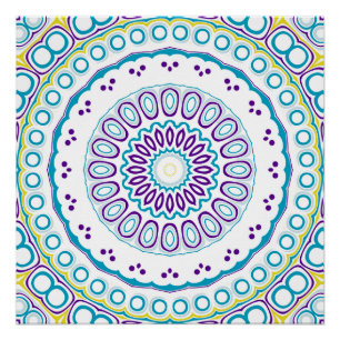 Teal and Violet Mandala Pattern Poster