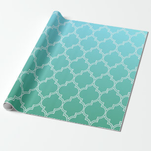 Teal and White Abstract Geometric Pattern Wrapping Paper