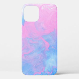 TEAL AND WHITE ABSTRACT PAINTING iPhone 12 CASE