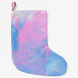 TEAL AND WHITE ABSTRACT PAINTING SMALL CHRISTMAS STOCKING