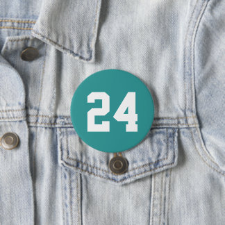 Teal and White Athlete Jersey Number 7.5 Cm Round Badge
