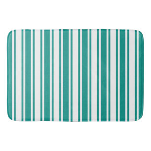 Teal and white candy stripes bath mat
