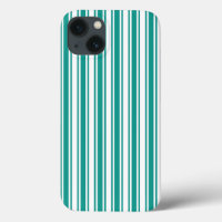 Teal and white candy stripes Case-Mate iPhone case