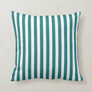 Teal and white candy stripes cushion