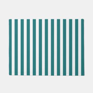 Teal and white candy stripes doormat