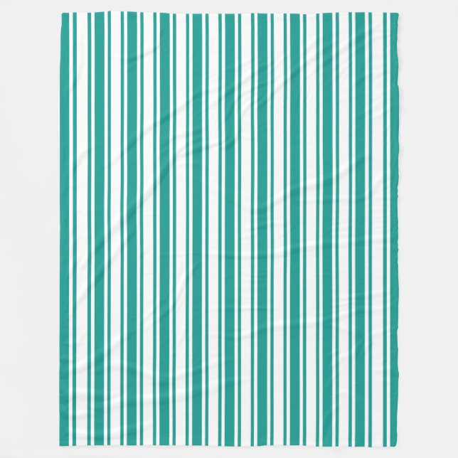 Teal and white candy stripes fleece blanket (Front)