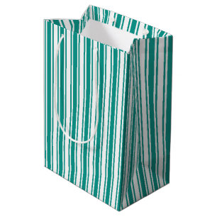 Teal and white candy stripes medium gift bag