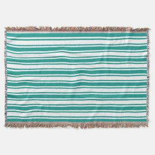 Teal and white candy stripes throw blanket