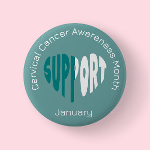 Teal And White Cervical Cancer Awareness Month 6 Cm Round Badge