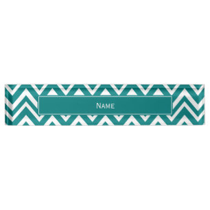 Teal and White Chevron Pattern Nameplate
