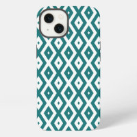 Teal and white diamond pattern Case-Mate iPhone ca