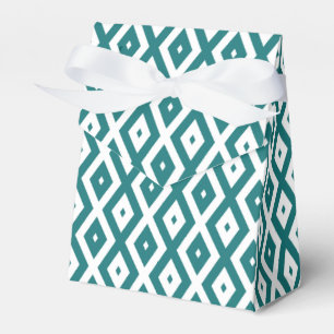 Teal and white diamond pattern favour box
