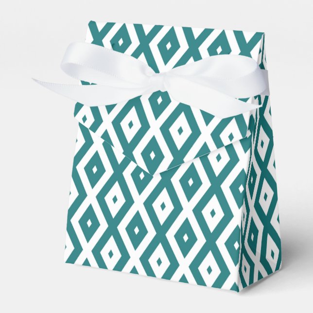 Teal and white diamond pattern favour box (Front Side)