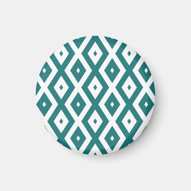 Teal and white diamond pattern magnet (Front)