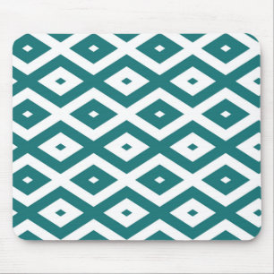 Teal and white diamond pattern mouse pad