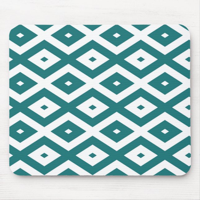 Teal and white diamond pattern mouse pad (Front)