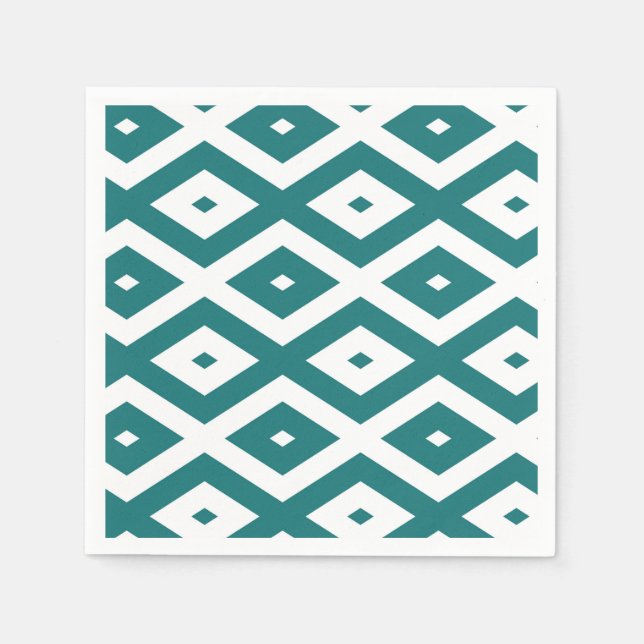 Teal and white diamond pattern napkin (Front)