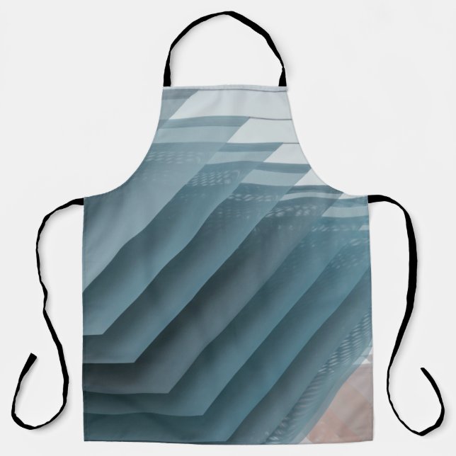 Teal and white digital wallpaper apron (Front)