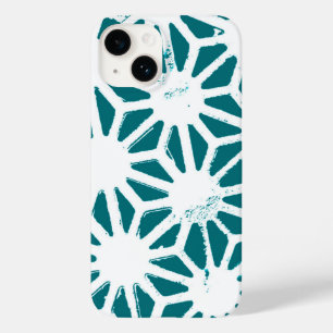 Teal and white geometric pattern Case-Mate iPhone 14 case