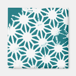 Teal and white geometric pattern magnet