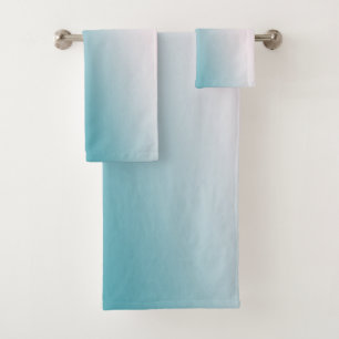 Teal and White Gradient Bath Towel Set