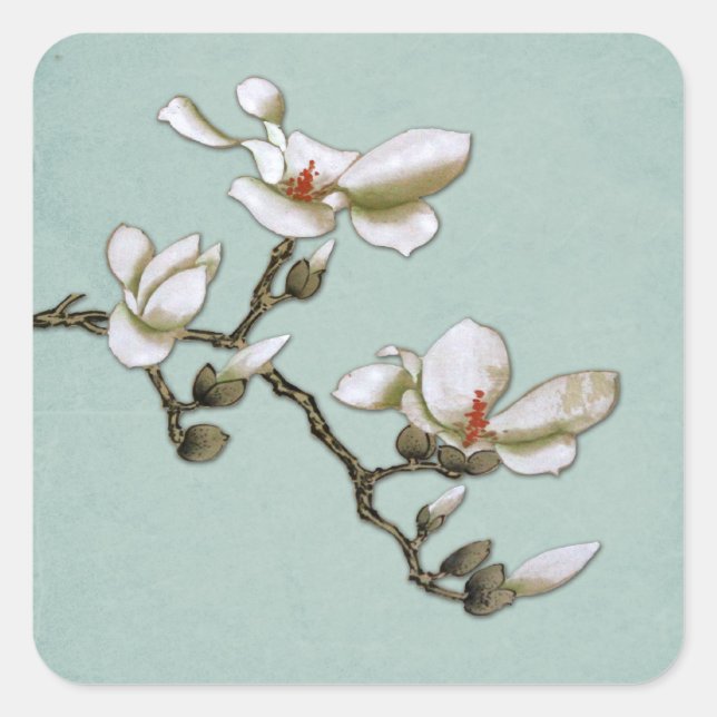 Teal and White Magnolia Envelope Seals (Front)