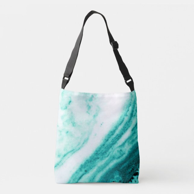 Teal and White Marble  Crossbody Bag (Back)