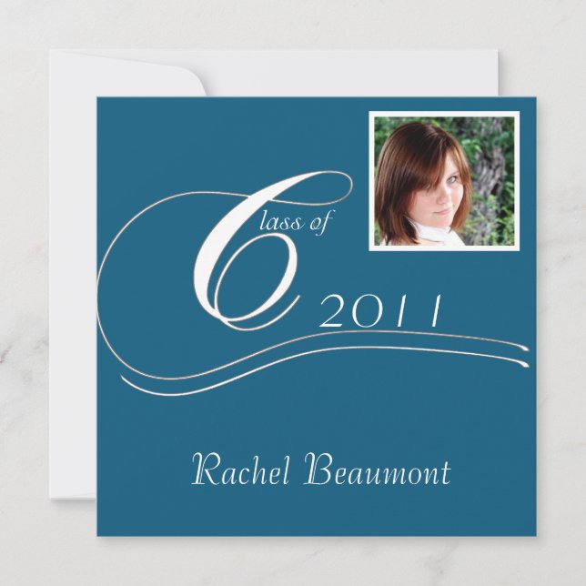 Teal and White Modern Classic Graduation Invitation (Front)