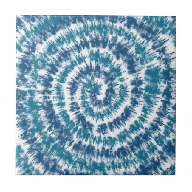 Teal and White Modern Retro Tile (Front)