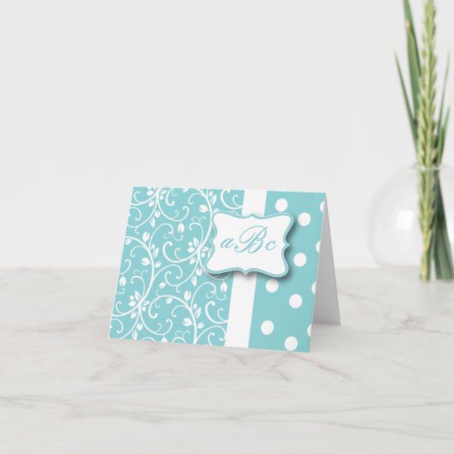Teal and White Monogram Card (Front)