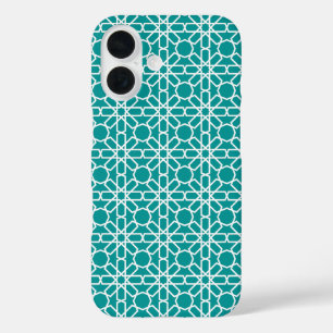 Teal and White Moroccan Zellige Pattern iPhone 16 Case