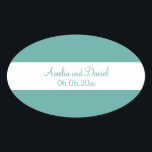 Teal and White Personalized Wedding Sticker<br><div class="desc">A beautifully personalized sticker in teal and white. Perfect for wedding announcements and save the dates. 

Elegant and stylish this is sure to delight whoever receives it.

Add your own details or message to create a unique finishing touch to your wedding stationery.</div>
