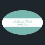 Teal and White Personalized Wedding Sticker<br><div class="desc">A beautifully personalized sticker in teal and white. Perfect for wedding announcements and save the dates. 

Elegant and stylish this is sure to delight whoever receives it.

Add your own details or message to create a unique finishing touch to your wedding stationery.</div>
