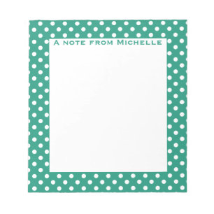 Teal and white polka dot custom notepad
