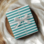 Teal and White Simple Horizontal Striped Wrapping Paper<br><div class="desc">Teal and White Simple Horizontal Striped Wrapping Paper</div>