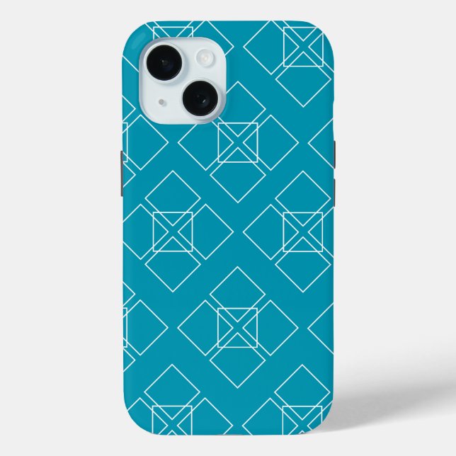 Teal and White Square Petals Case-Mate iPhone Case (Back)