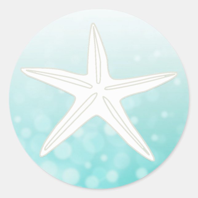 Teal and White Starfish Stickers (Front)