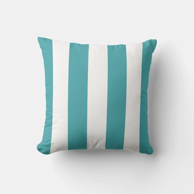 Teal and White Striped Cushion (Front)