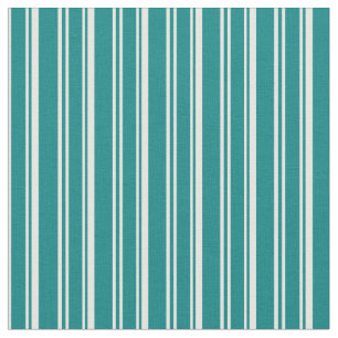 Teal and White Striped Pattern Fabric